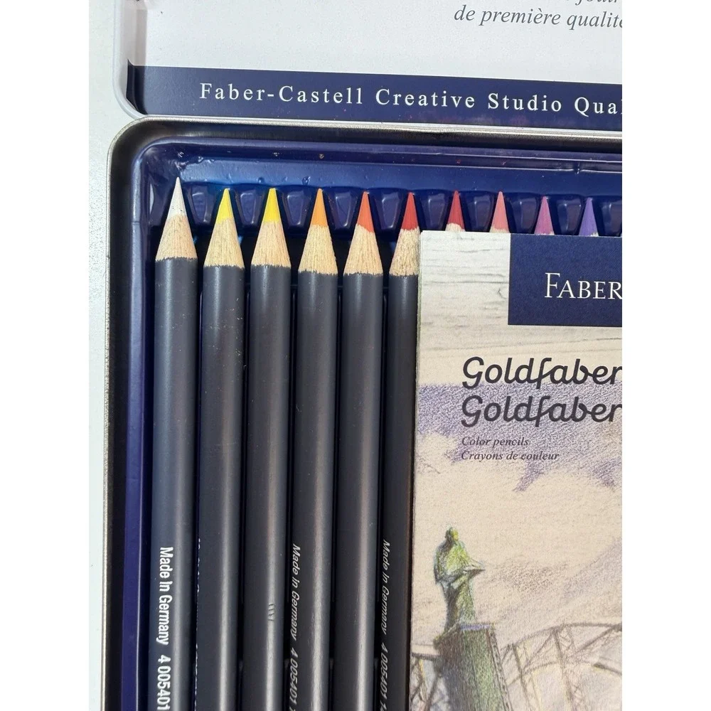 Lot of 2 Winsor & Newton & Faber-Castell Goldfaber 24 Colored Pencils Set Tins⁠